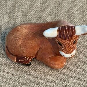 Vintage Handcrafted Brown Ceramic steer/ Bull Figurine